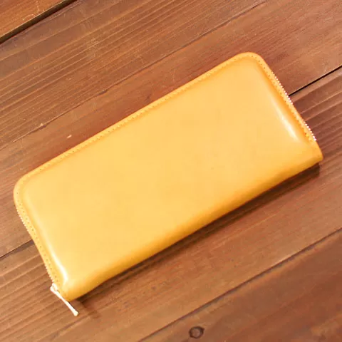 本革 ラウンドファスナー 財布 日本製 レザー 革製品 高級 財布 Bliss ピット鞣し WH-14 マスタード