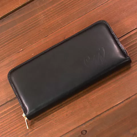 本革 ラウンドファスナー 財布 日本製 レザー 革製品 高級 財布 Bliss ピット鞣し WH-14 ブラック