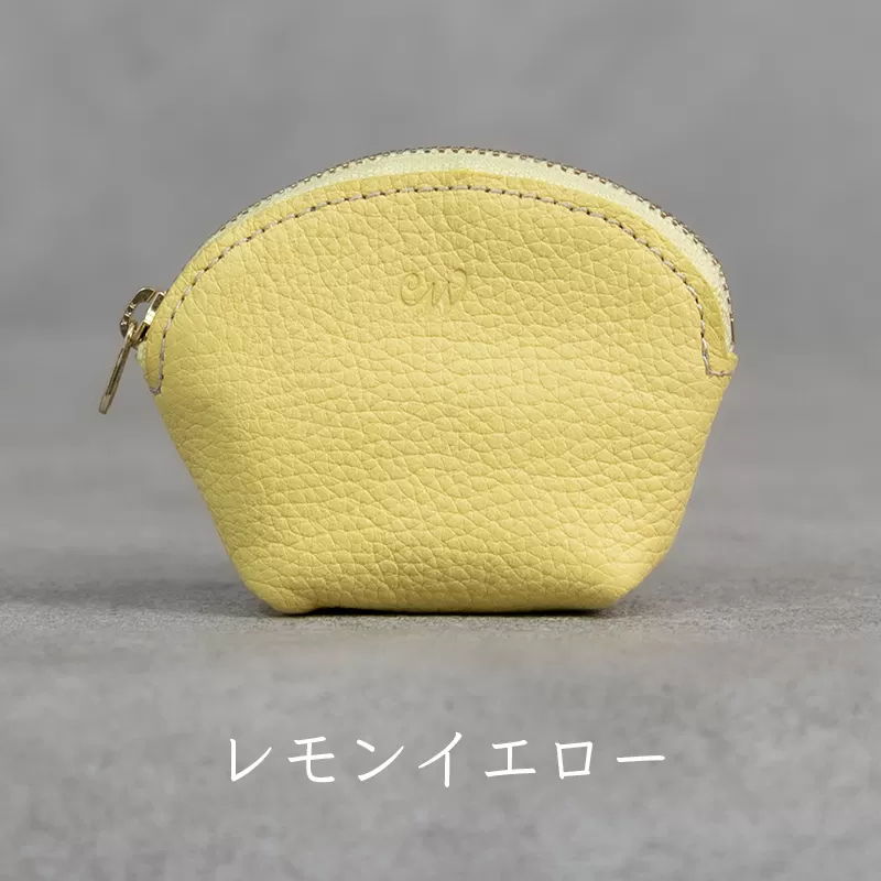本革 ラウンドミニポーチ 日本製 レザー 革製品 小物 収納 Liete WH-20 レモンイエロー