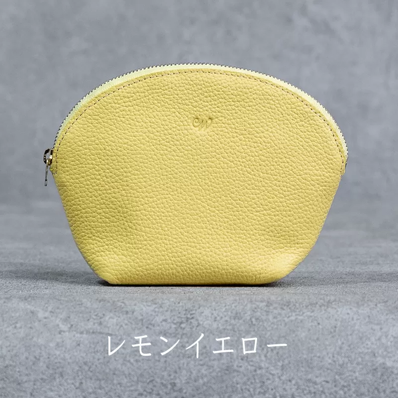 本革 ラウンドポーチ 日本製 レザー 革製品 ポーチ 化粧ポーチ 旅行 トラベル 出張 Liete WH-22 レモンイエロー
