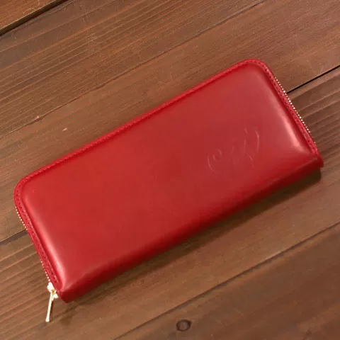 本革 ラウンドファスナー 財布 日本製 レザー 革製品 高級 財布 Bliss ピット鞣し WH-14 レッドブラウン