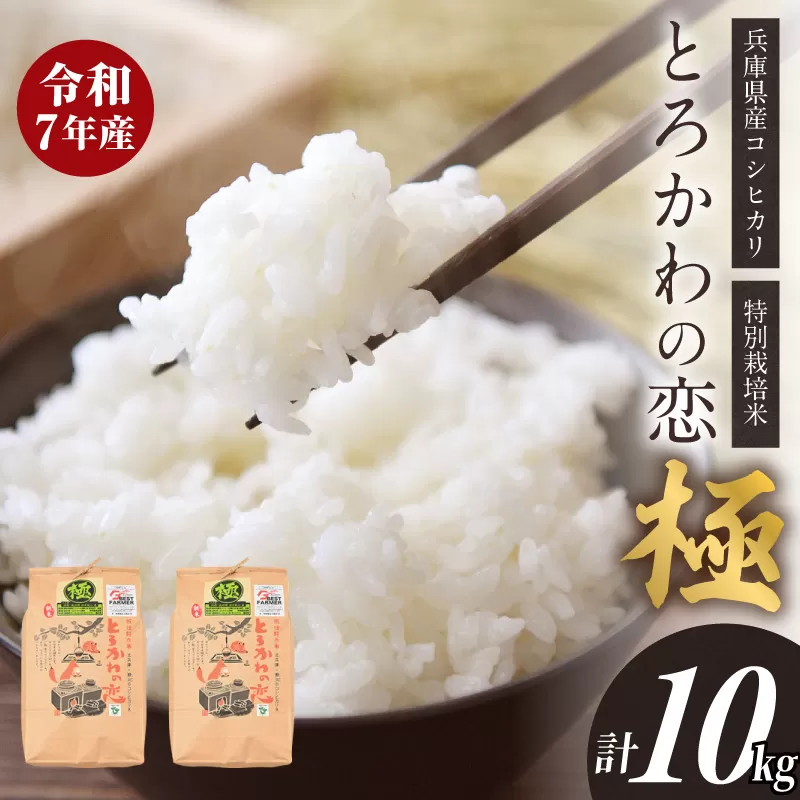 【兵庫県香美町産コシヒカリ】【令和7年産「とろかわの恋（極）」10kg（5kg×2）】 香美町産 但馬堆肥米 お米 白米 令和7年産 ふるさと納税 おすすめ 返礼品 兵庫県 香美町 香住 アグリクロード村岡 13-01