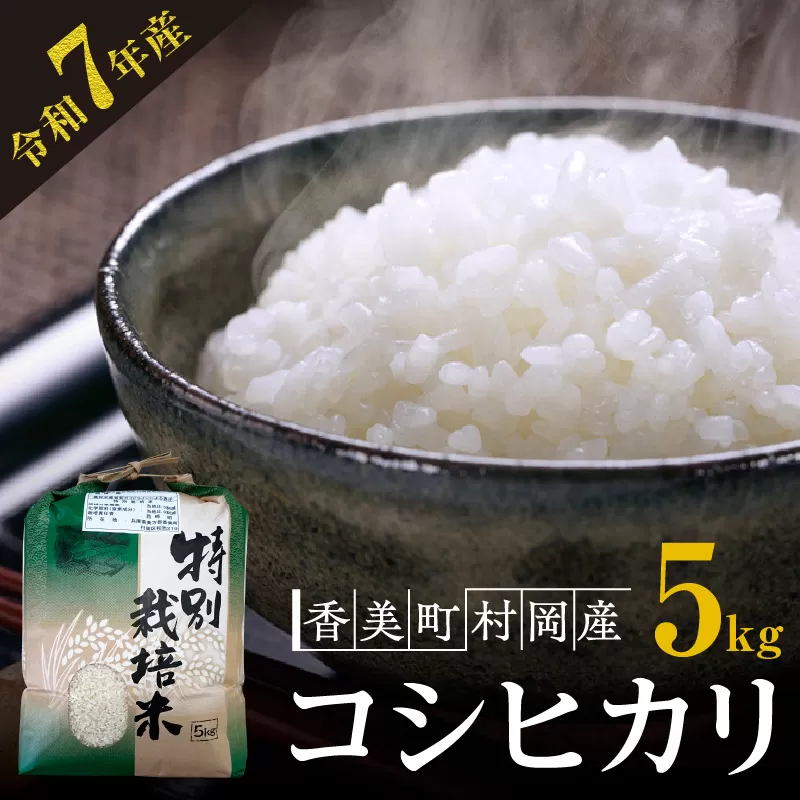 【先行予約 令和7年産米】【香美町 村岡産 コシヒカリ 特別栽培米 精米5kg】令和7年10月以降順次予定 米 おすすめ  但馬牛の堆肥による土づくり 自然循環型の有機栽培 安全・安心なお米を生産 炊きあがったお米の粒立ちが格別 ふっくらもちもち食感 香りと甘みも非常に豊か 冷めても美味しい米 送料無料 兵庫県 香美町 コシヒカリ 19000円 71-01