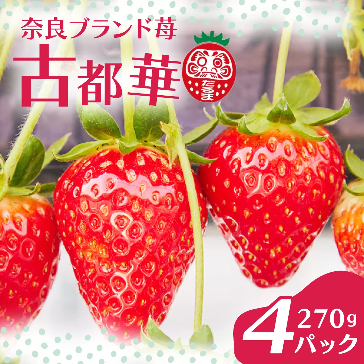 いちご ★★2026年予約販売開始★★【2026年（令和8年）1月~発送】 厳選 大ちゃんの 古都華（２７０ｇ入×４パック）限定出荷 いちご 苺 奈良ブランド苺 イチゴ いちご ブランド 古都華 大粒 苺 旬 国産 贈答用 プレゼント 人気苺 おすすめ苺 いちご農家だるま 奈良県 奈良市 なら 10-195 12-103