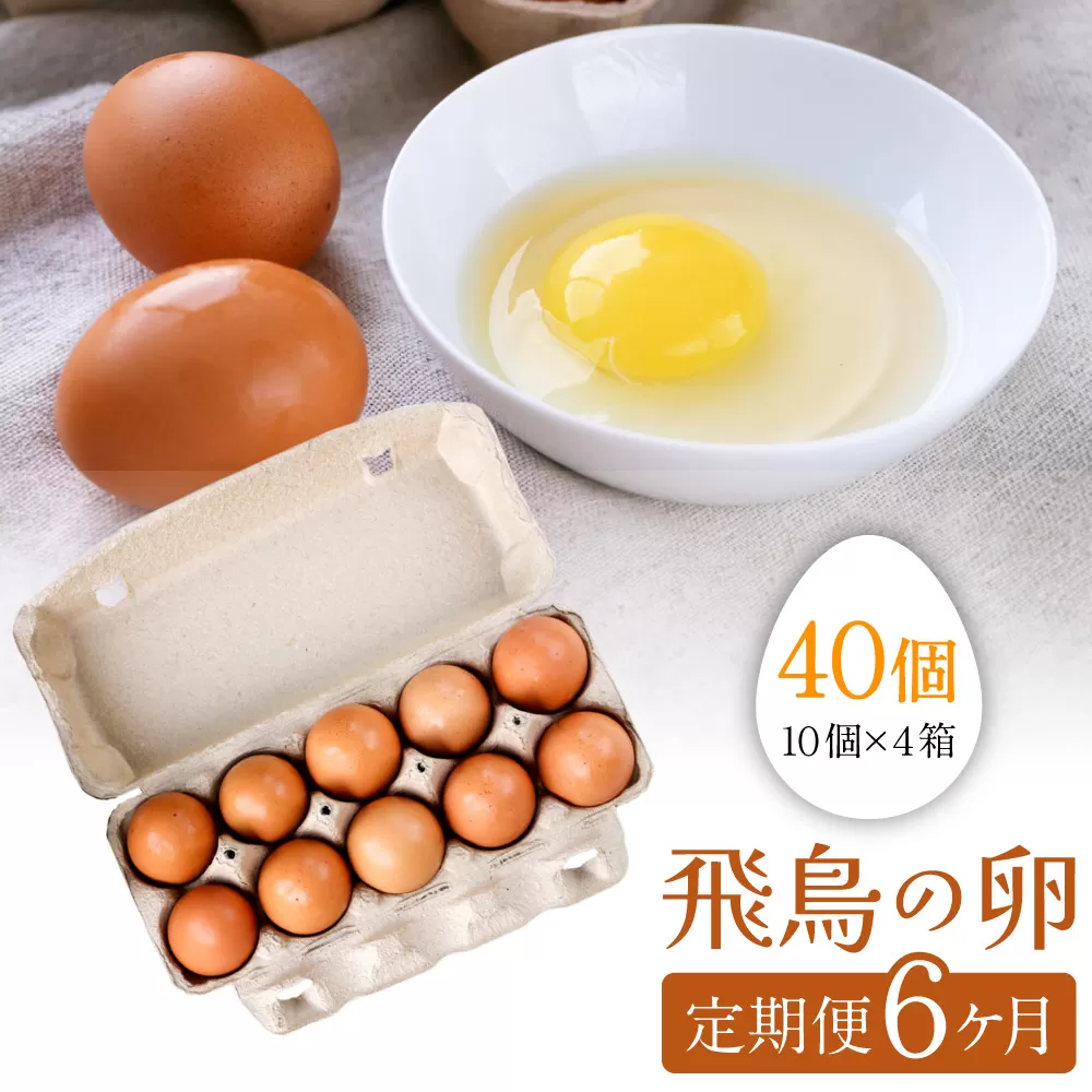 飛鳥の卵（１０個×４箱）定期便６ケ月 たまご 平飼い卵 平飼い 卵 卵 玉子 タマゴ 鶏卵 オムレツ 卵かけご飯 たまご焼き 古都 風雅ファーム 奈良県 奈良市 なら 90-001