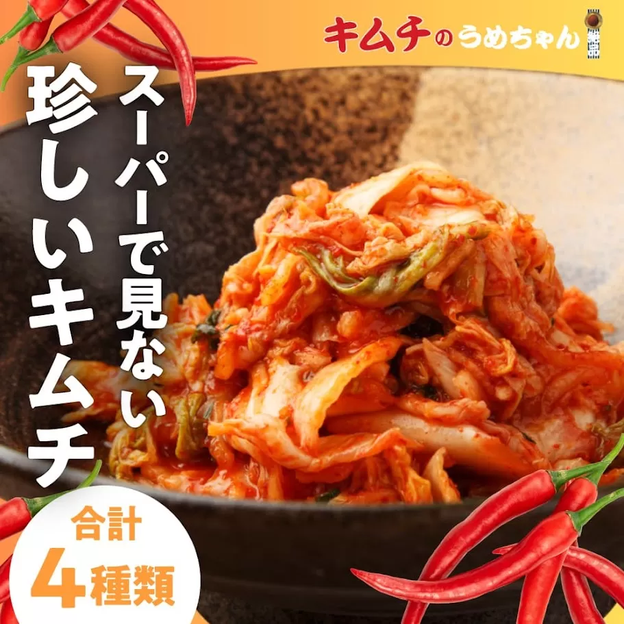 スーパーでは見ない珍しいキムチ4種類 【キムチのうめちゃん】 キムチ いちおし 美味しい キムチ おいしい 旨い キムチ セット キムチ 手作り キムチ 奈良県 奈良市 なら 9-101