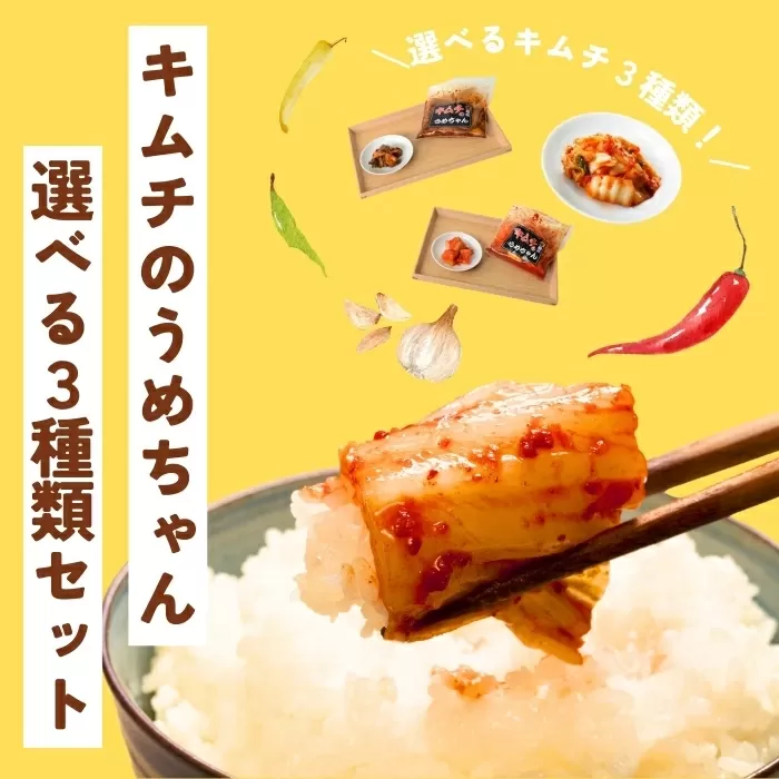 キムチ選べる3種類セット キムチのうめちゃん 奈良県 奈良市 なら 6-009