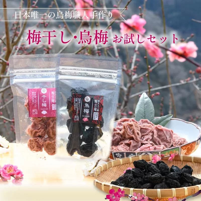 梅干し 烏梅 お試しセット 無添加 干し梅 梅 梅干し うめ 梅干 漬物 漬け物 ご飯 白米 白飯 お弁当 おかず ご飯のお供 ごはんのお供 おつまみ おやつ お茶 梅茶 うばい 薬膳 奈良県 奈良市