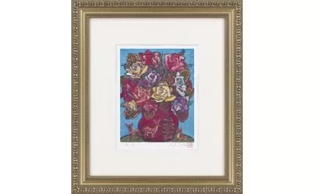 A-31 絹谷幸二版画「蒼天ふるさと薔薇」