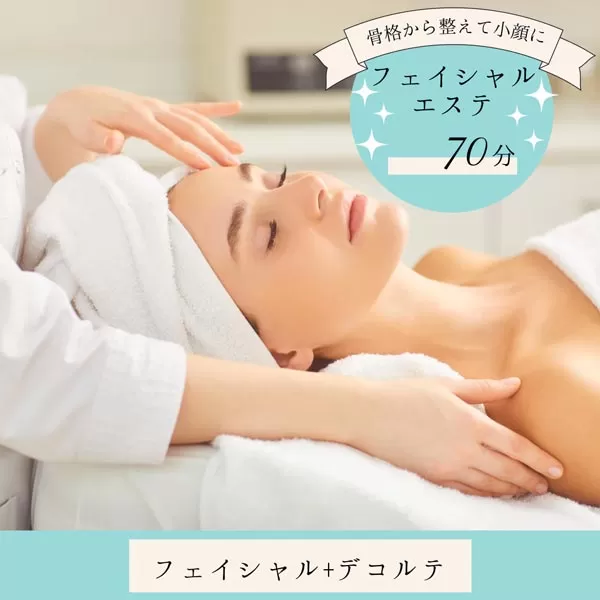 フェイシャルエステ＜フェイシャル+デコルテ＞７０分チケット 美容カイロエステneige（ネージュ） F-91