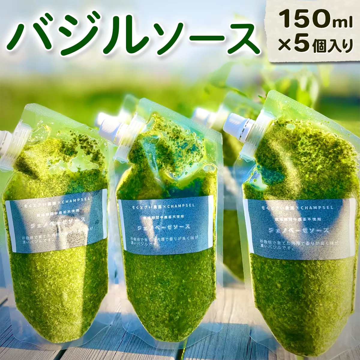 バジルソース (150ml×5個入り)｜トースト 調味料 イタリアン ピザ ジェノベーゼ 奈良県産 [3214]