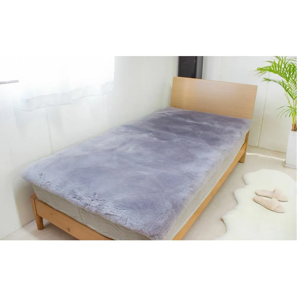 奈良 (株)マスダ製 ムートン シーツ ダブル グレー／ 寝具 ムートン 羊毛皮 羊毛 スプリングラム 100％使用 天然素材 オールシーズン 通年 贈り物 プレゼント 誕生日 記念日 株式会社マスダ 奈良県 宇陀市 ふるさと納税