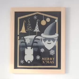 木製額　クリスマス　41cm×49cm×3cm／sora sora　ひのき　桧　手作り　フレーム　額　布製生地入り　奈良県　宇陀市