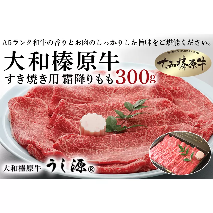 (冷凍) 大和榛原牛 すき焼き用 霜降り もも 300ｇ ／ うし源 本店 ふるさと納税 黒毛和牛 A5等級 手土産 父の日 母の日 奈良県 宇陀市 お中元 贈答用 贈り物 暑中見舞い お土産  うし源 本店 ふるさと納税 黒毛和牛 A5等級 手土産 父の日 母の日 奈良県 宇陀市 お中元 贈答用 贈り物 暑中見舞い お土産 お土産 お歳暮 内祝いまとめ買い 美味しい部位 キャンプ 送料無料 正月