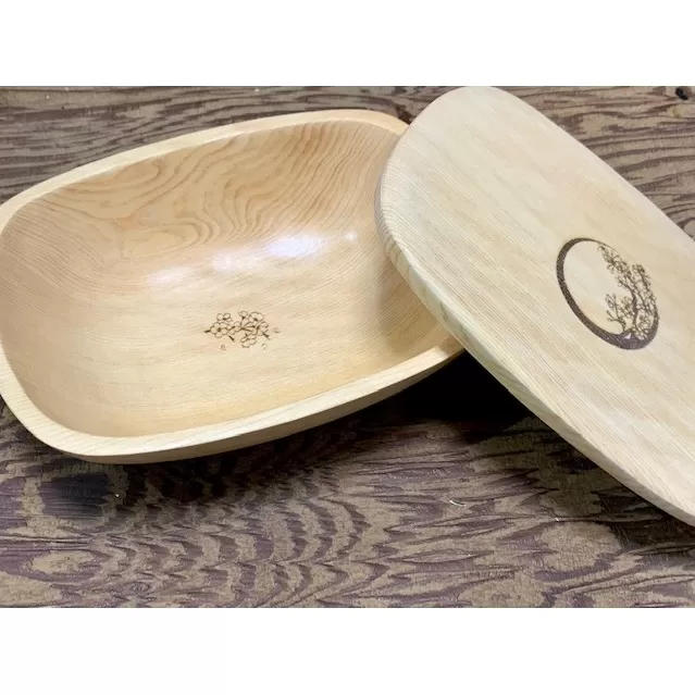 木曽檜 バスタブ型 弁当箱 【 桜 】 ランチ タブ ／ 津田瑞苑 ボウルが弁当箱に！ 木製 ヒノキ ガラスコート お弁当 奈良県 宇陀市