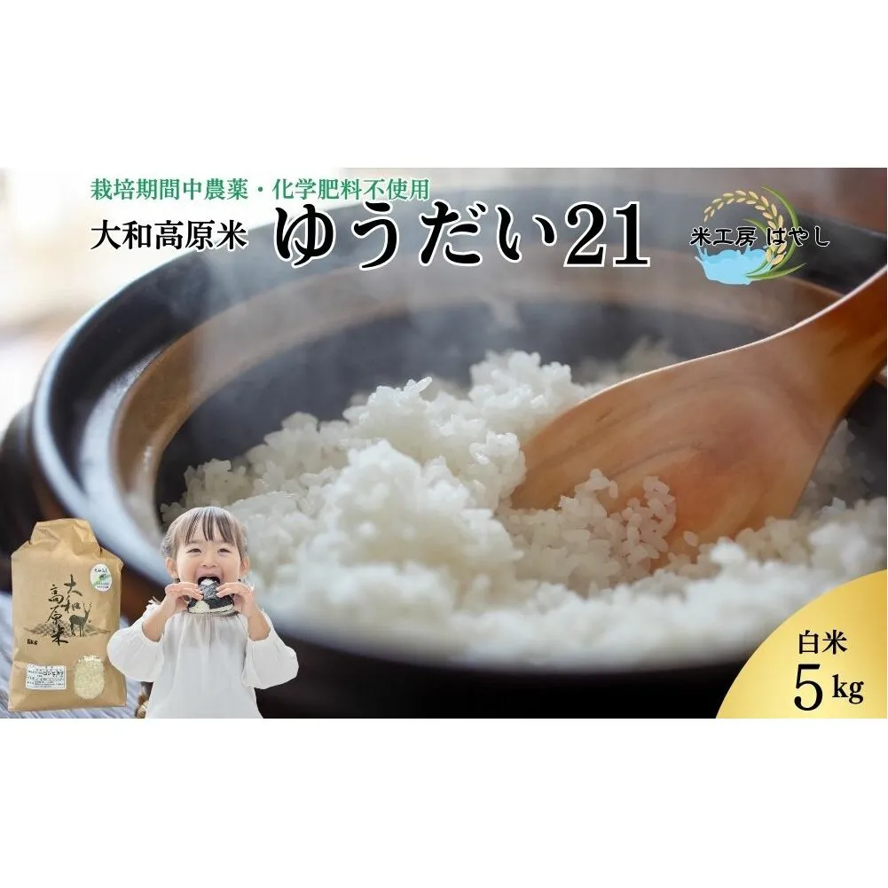 ＜先行予約＞令和7年宇陀市産 ゆうだい21 白米5kg 栽培期間中無農薬・無化学肥料米 11月上旬〜出荷予定 / ふるさと納税 米 こめ お米 お取り寄せ 美味しい ブランド オススメ 大和高原米 精米済 奈良 宇陀 新米 白米 ゆうだい21 米工房はやし