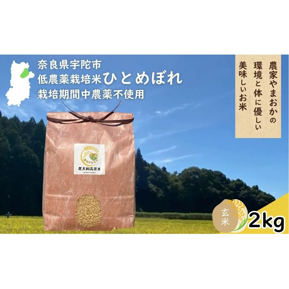 ひとめぼれ 低農薬栽培＜令和7年産 玄米 2kg ＞ / ふるさと納税 低農薬 米 お米 こめ コメ 国産 新米 玄米 一等米 農家やまおか 奈良県 宇陀市陀市 ふるさと納税