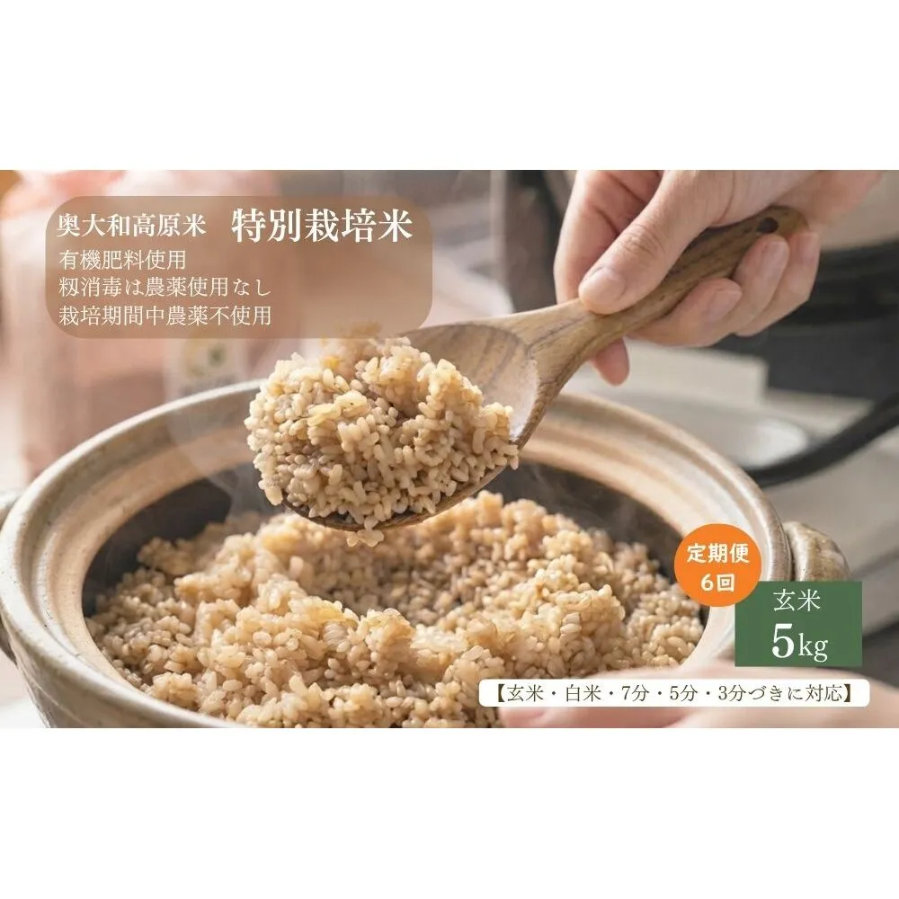 【定期6回】【令和8年産】特別栽培米｜5kg｜玄米・分づき・白米｜定期便6か月 / お米 こめ コメ 米 定期便 国産 おにぎり 新米 玄米 一等米 農家やまおか 奈良県 宇陀市 ふるさと納税