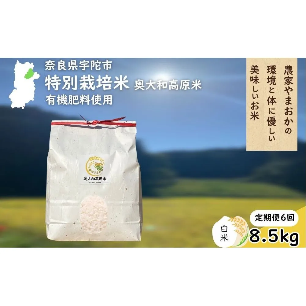 【定期便6回】特別栽培米 <令和7年産 白米 8.5kg> / ふるさと納税 栽培期間中農薬不使用 米 お米 こめ コメ 国産 新米 玄米 農家やまおか 奈良県 宇陀市