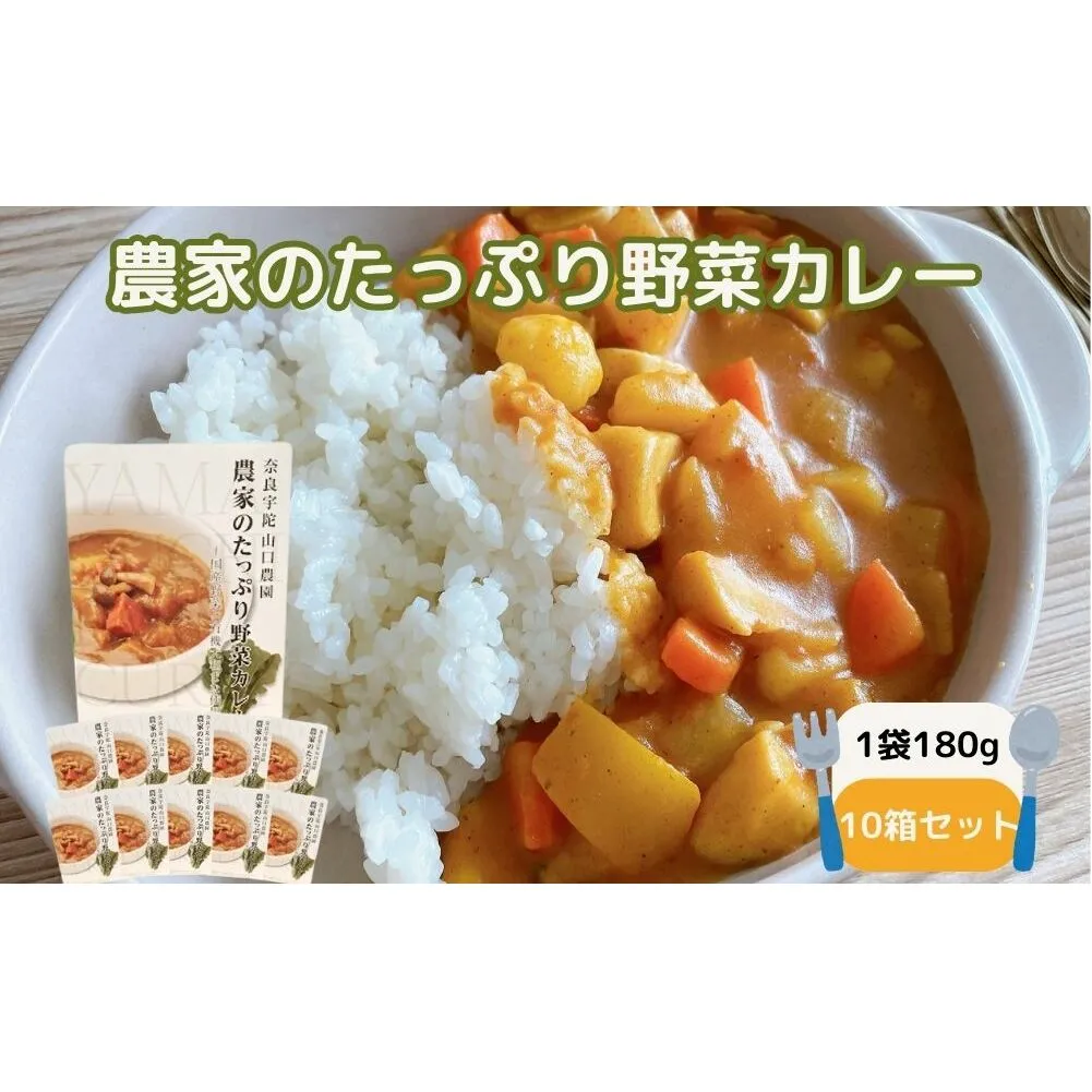 農家のたっぷり野菜カレー 10個／ふるさと納税 レトルトカレー 詰め合わせ 無添加 ギフト 10食 野菜 ふるさと 有機野菜 オーガニック 飯 簡単 時短 保存食 奈良県 宇陀市 山口農園