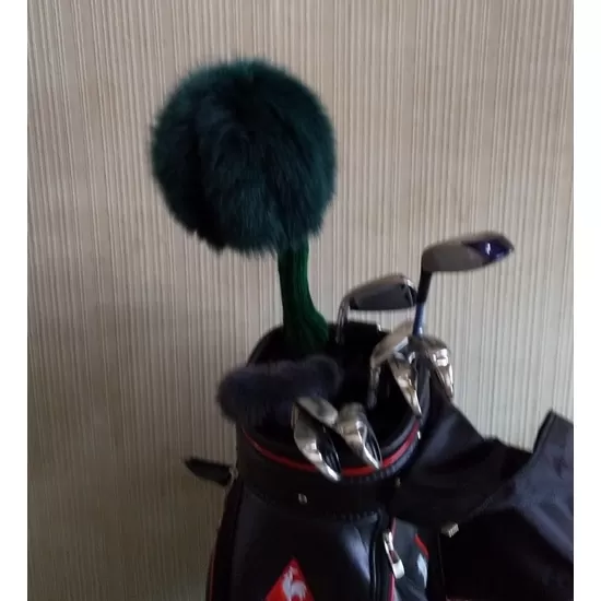 ゴルフ ヘッドカバー ドライバー用 フォレスト グリーン ブルー フォックス / 向本毛皮縫製所 スポーツ用品 ゴルフ用品 特許 意匠 出願縫製技術 ヘッドカバーかわいい おしゃれ