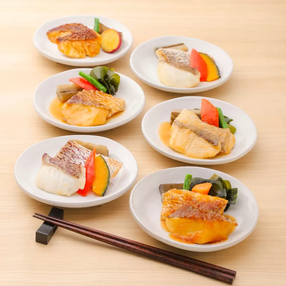 レンジで簡単！近大生まれマダイ惣菜詰合せ（6食）/　レンチン 調理簡単 惣菜 そうざい 料理 魚 焼き魚 セット マダイ 真鯛 詰合せ 近大 アーマリン 【akd011B】