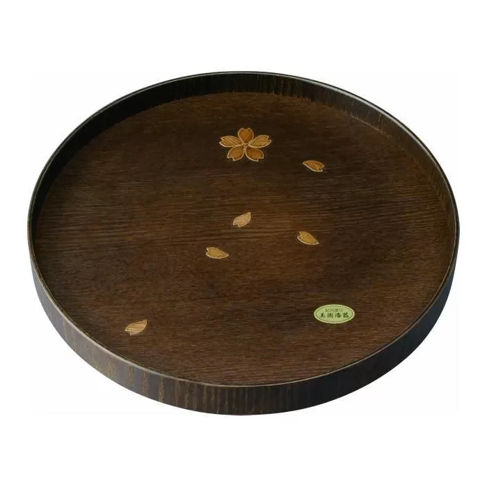 木製丸盆 尺 30cm 桜 ［YG469］