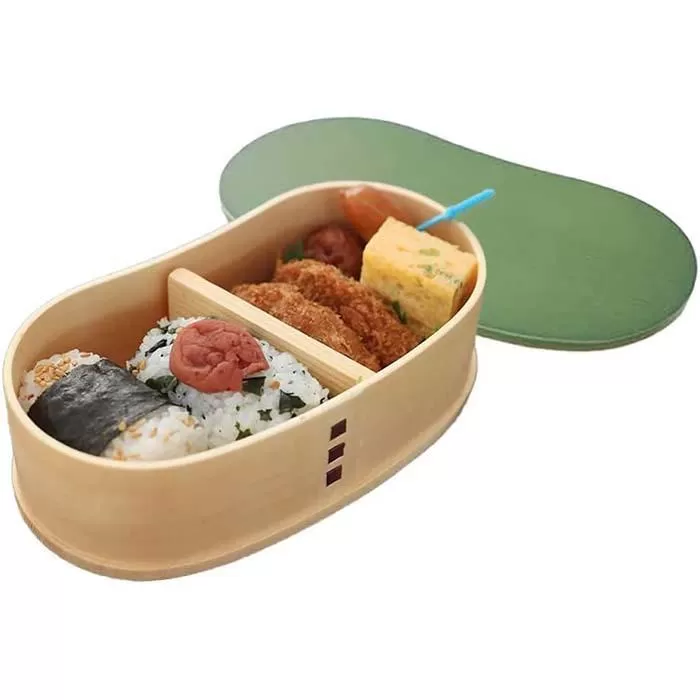 【リーフグリーン】曲げわっぱ 豆型 カラー 弁当箱 紀州漆器 まげわっぱ