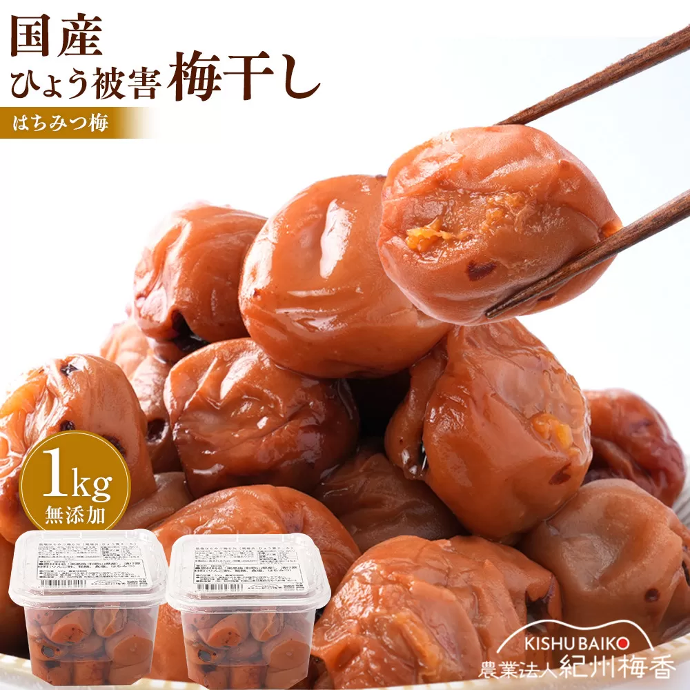 無添加梅干し ひょう被害エール規格外はちみつ梅干し 1kg(500gパック×2個) 塩分6% 甘酸っぱい 蜂蜜漬け 6-HYO ［KU12］