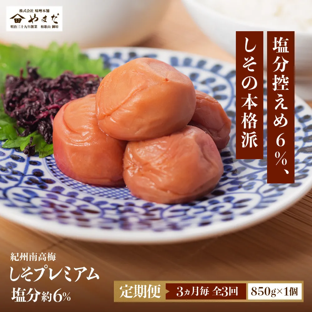 【定期便・3ヵ月毎 全3回】紀州南高梅 しそプレミアム 850g ［YM14］