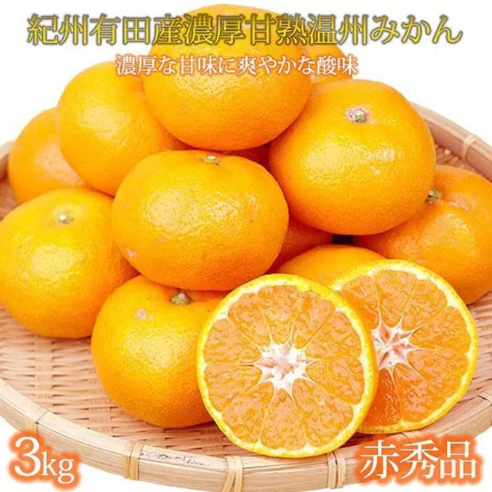 赤秀品　紀州有田産濃厚完熟温州みかん　3kg（ＭサイズまたはＳサイズ）［2026年11月下旬以降発送］［先行予約］［UT12］