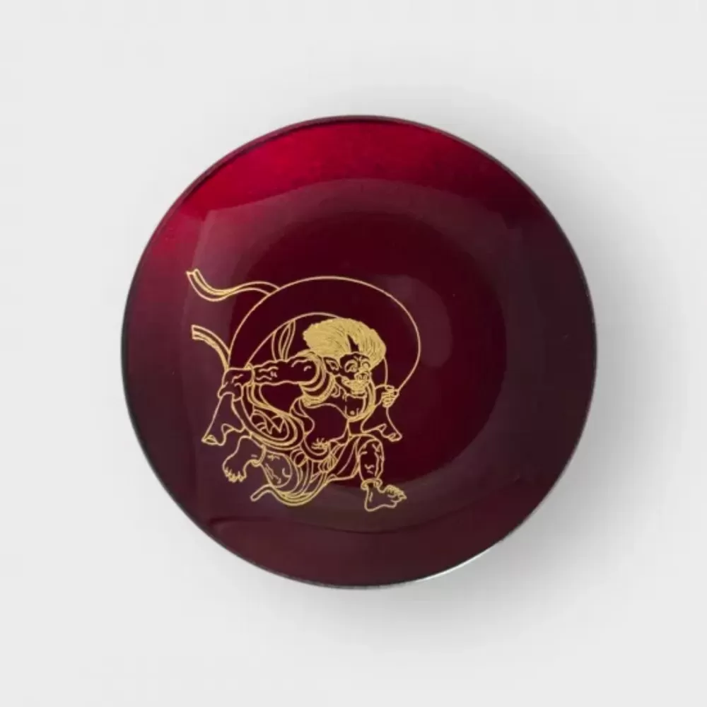 丸小皿 風神 赤溜 ［NF260］