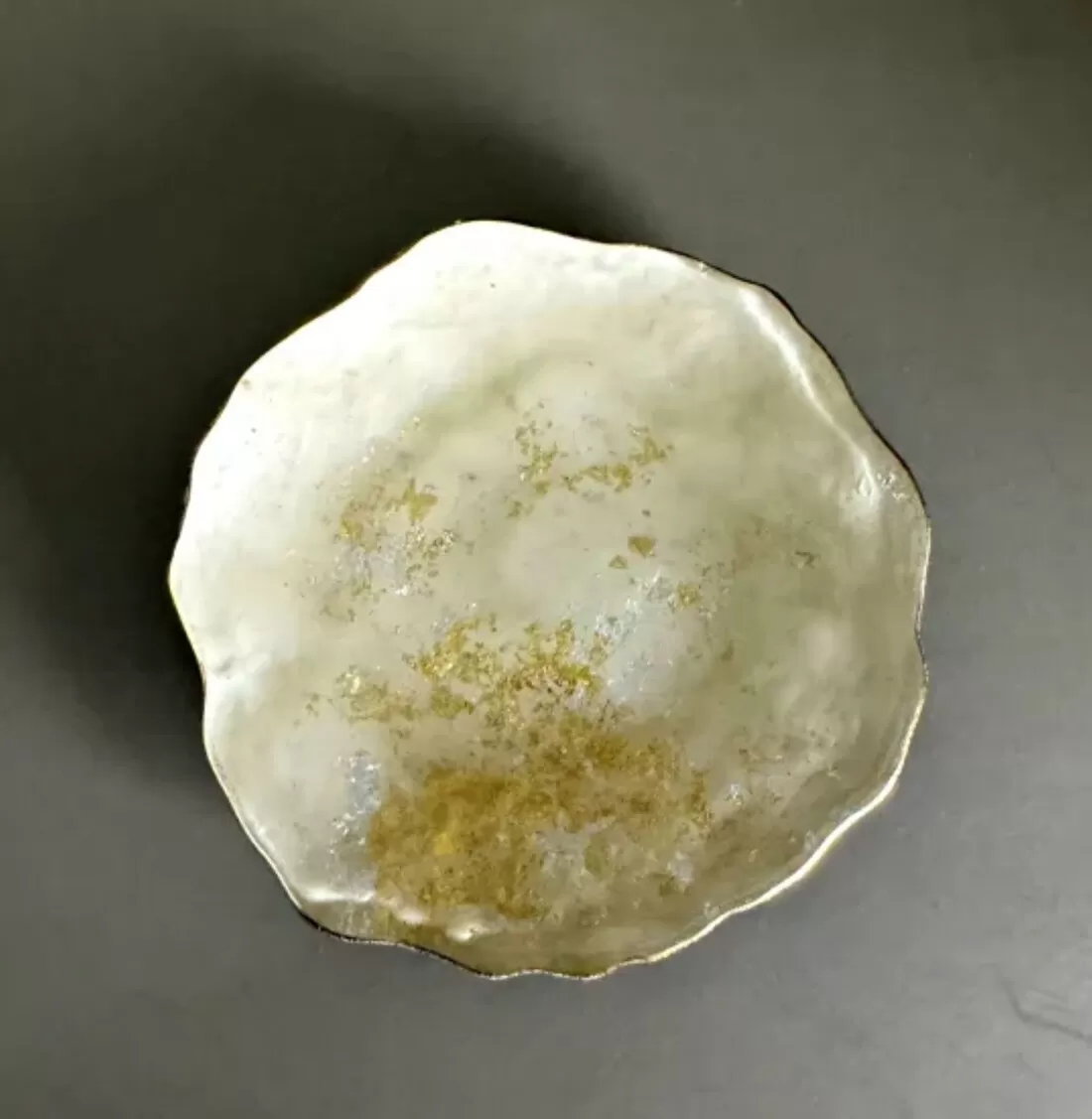 豆皿 口金ロック 古代金箔漆白 ［NF168］