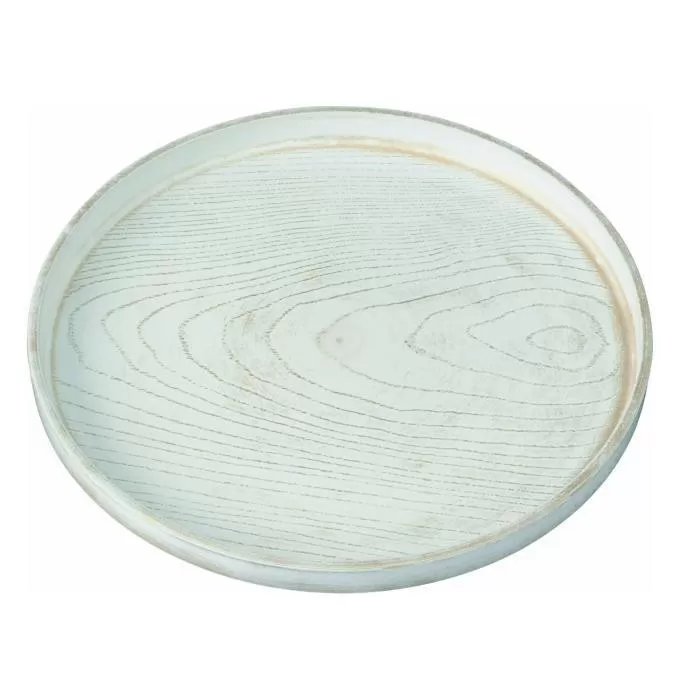 丸盆 33cm 金彩 白ケヤキ杢 ノンスリップ ［YG435］