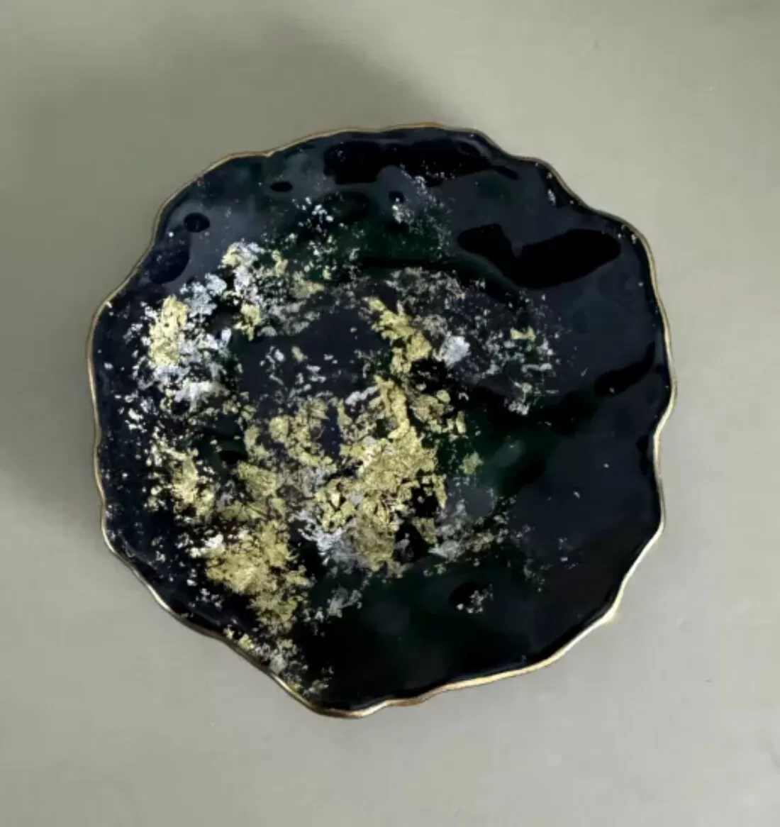 豆皿 口金ロック 古代金箔漆黒 ［NF172］