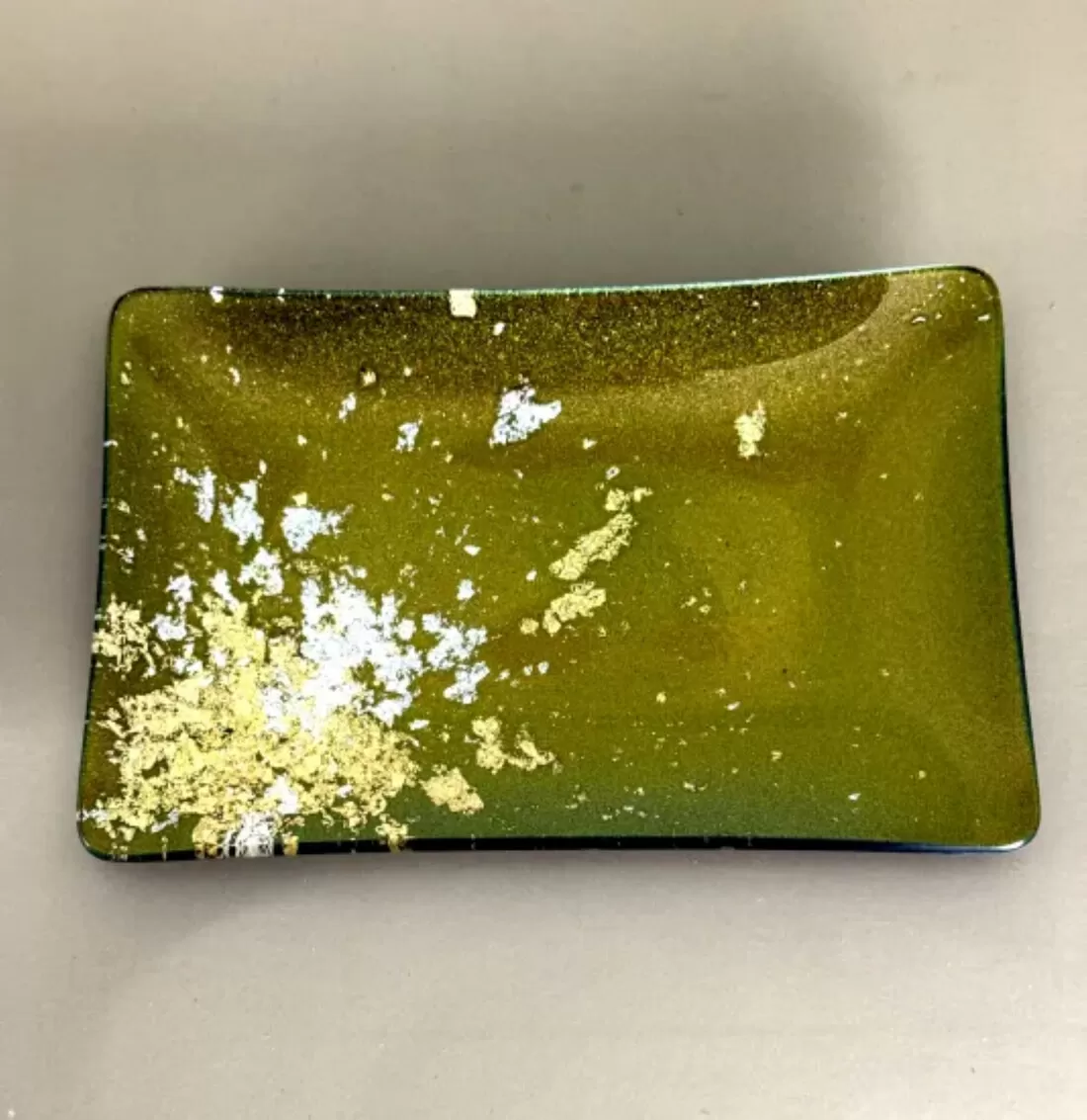 角小皿 マジョ（金箔）グリーン ［NF129］