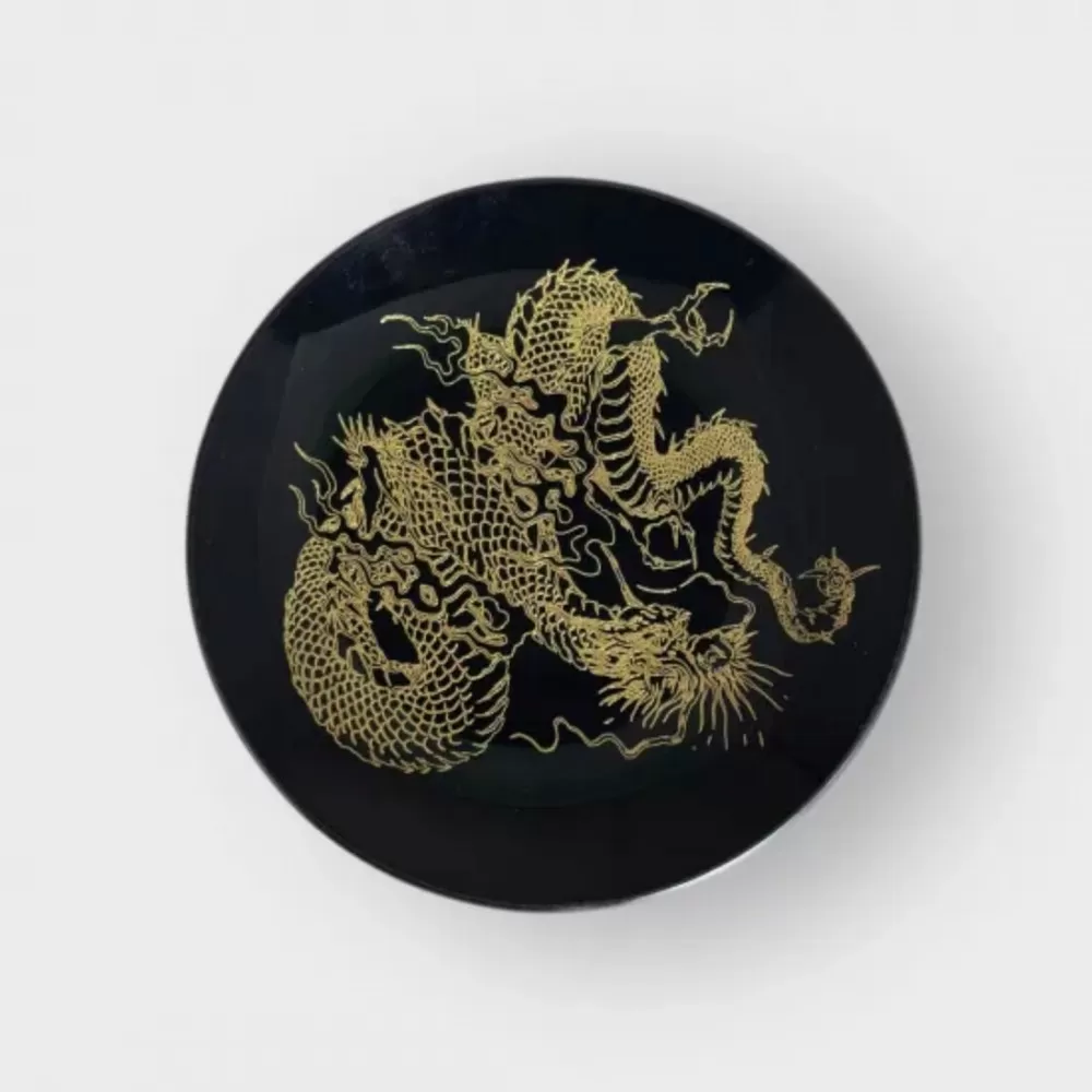 丸小皿 漆黒・金龍 ［NF261］