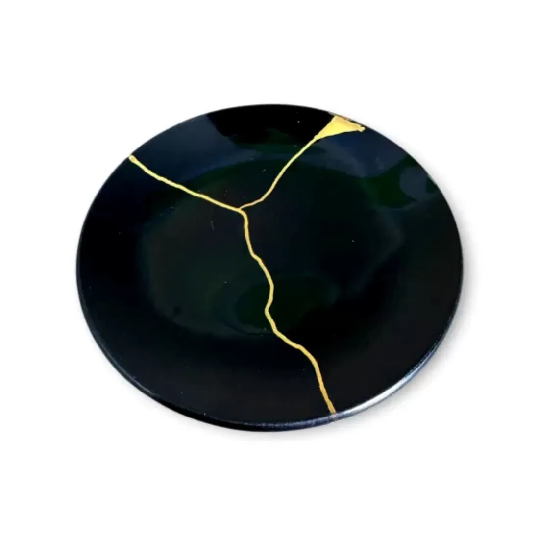 丸小皿  金継ぎデザイン 漆黒 ［NF144］