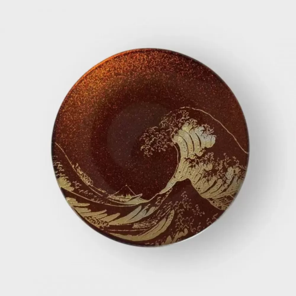 丸小皿 北斎 梨地レッド ［NF262］