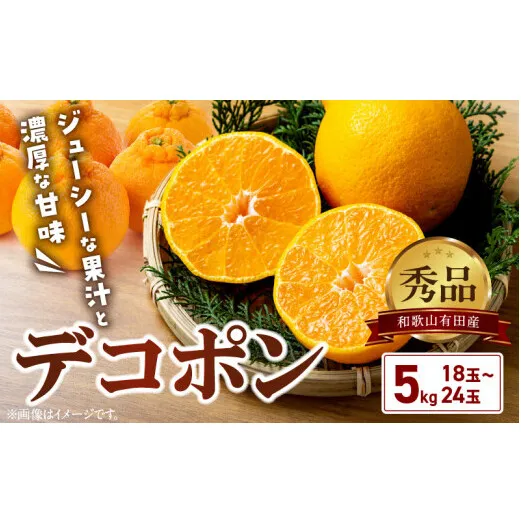 BD6004n_【2026年先行予約】デコポン 秀品 約 5kg 18 ～ 24玉 不知火 甘味 濃厚 ジューシー 甘い 果汁 大きい果肉 薄皮 高品質 糖度 13度以上 柑橘 フルーツ 果物 食品 国産 有田産 和歌山県 湯浅町 マルナガ お取り寄せ 送料無料