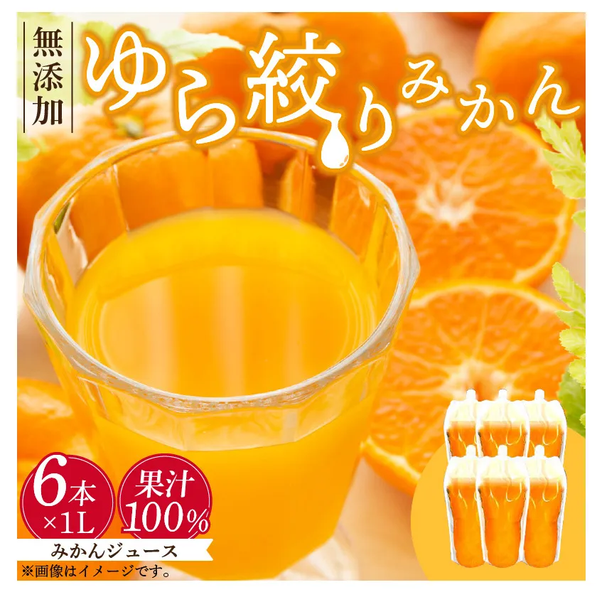 DG6009_みかんジュース 1L×6本「ゆら絞りみかん 無添加」