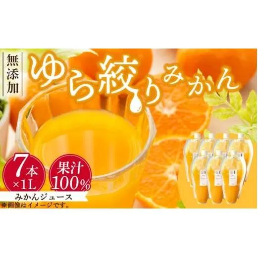 DG6025_みかんジュース 1L × 7本「ゆら絞りみかん 無添加」