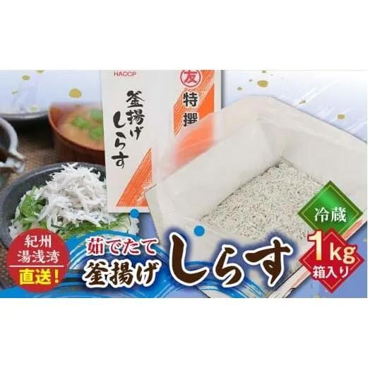 C6036n_まるとも海産_【冷蔵】茹でたて 釜揚げしらす 1kg 箱入り 紀州湯浅湾 直送！