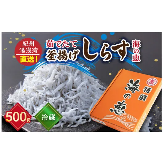 C6039n_【冷蔵】 茹でたて 釜揚げしらす 海の恵み 500g 紀州湯浅湾直送！【しらす干し ちりめんじゃこ シラス】