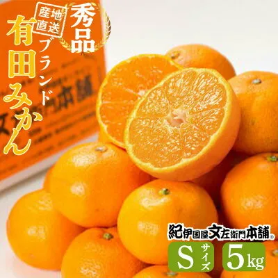 V7437_ブランド有田みかん【Ｓ】秀品5kg 薄皮で甘い美味しいみかん（お届け日指定不可）