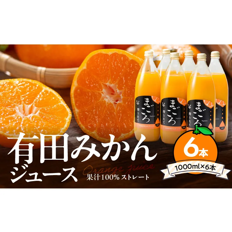 ZE6179n_「まごころ」有田みかん 100％ ジュース 1000ml 6本 セット
