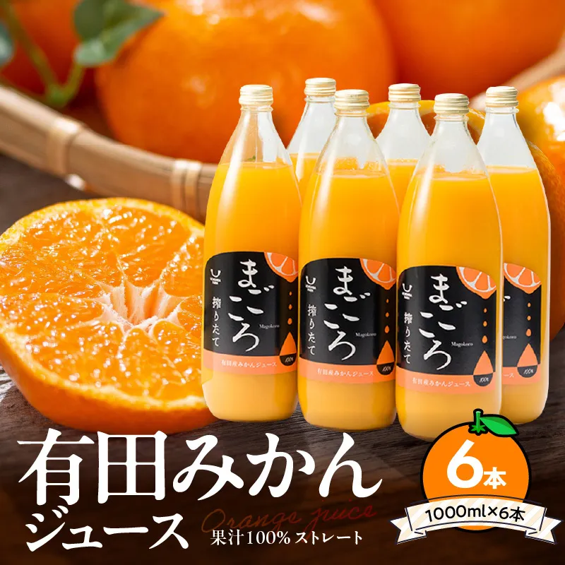 「まごころ」有田みかん 100% ジュース 1000ml 6本 セット_ZE6179n