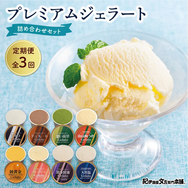 【定期便 全3回 毎月お届け】 和歌山のプレミアムジェラート_V20-T07