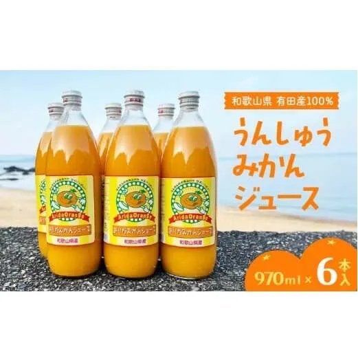 ZJ6060n_和歌山有田産100% うんしゅうみかんジュース 970ml × 6本セット