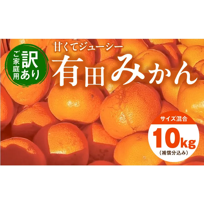 EH6101_【2025年先行予約】【訳あり ご家庭用】和歌山県産 有田みかん 8kg＋2kg保証分 サイズ混合